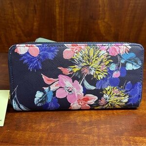 Trina Turk Black and Pink Wallet with Bold Floral Design NWT